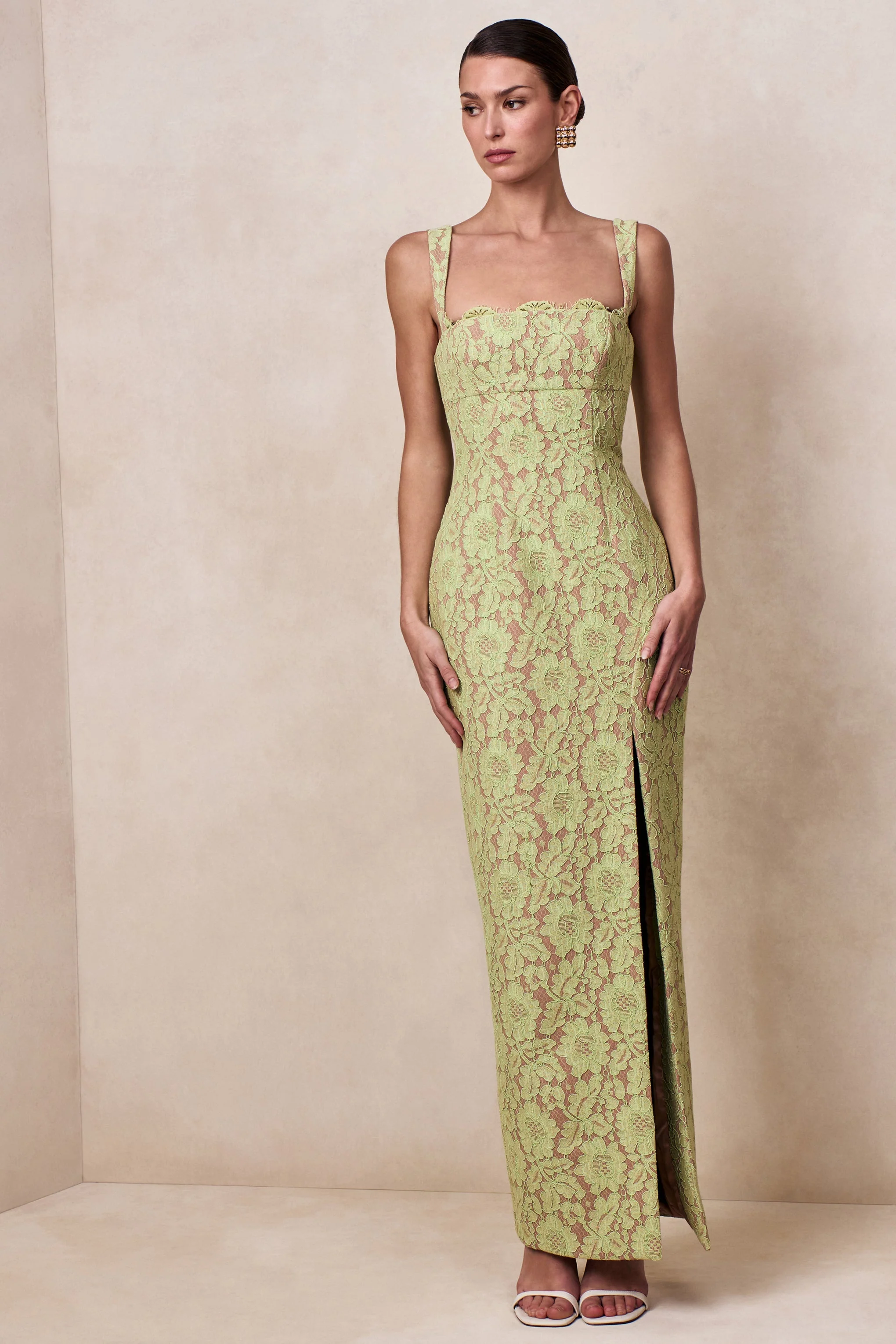 Zarisse | Groene Kanten Vierkante Hals Maxi Jurk - Image 6