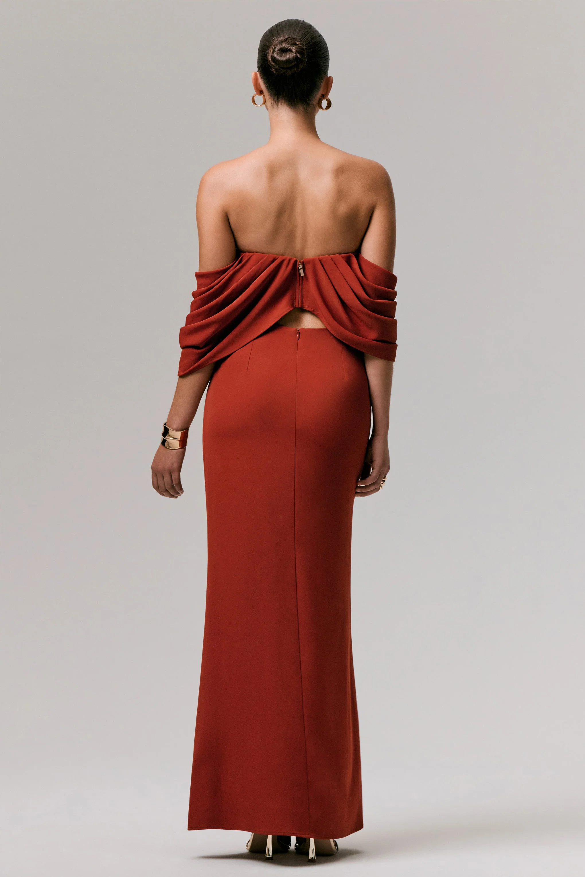 Zelina | Terracotta Mid Taille Maxi Rok Met Splits - Image 2