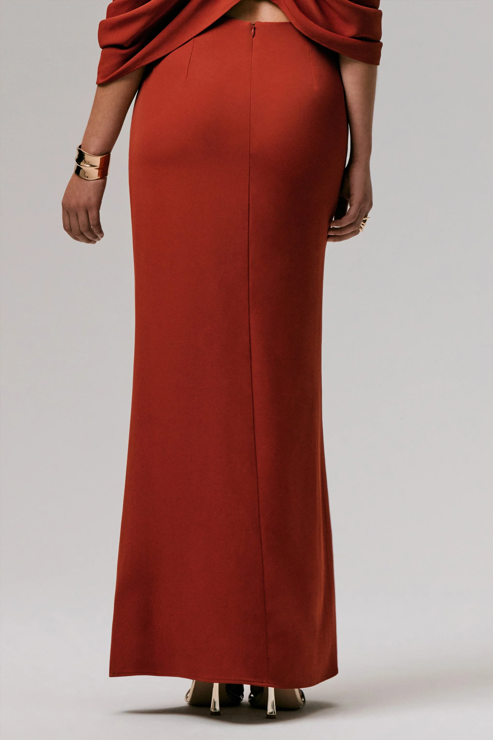 Zelina | Terracotta Mid Taille Maxi Rok Met Splits - Image 4