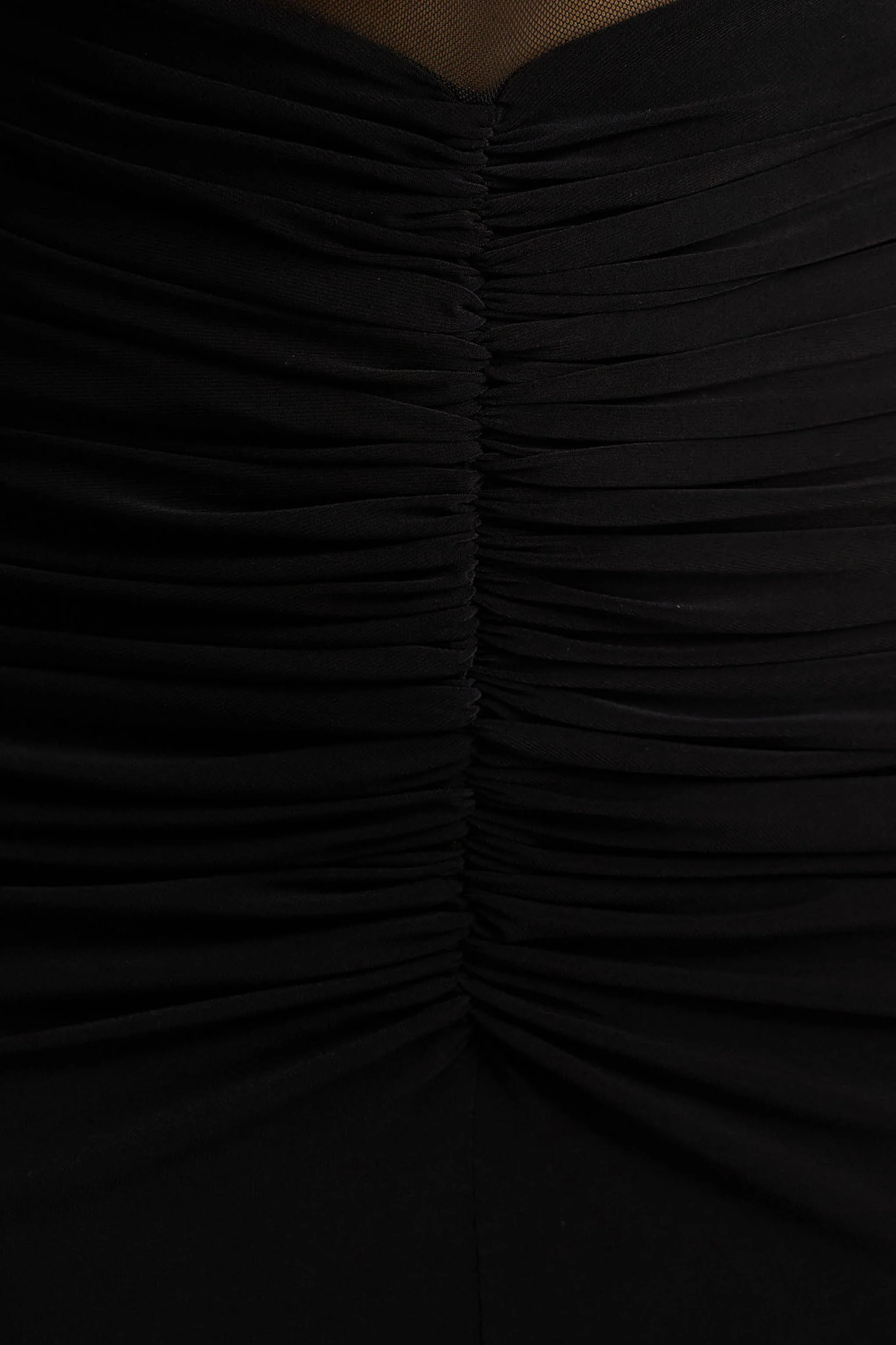 Zinnie | Zwarte Jurk Met Een Cape‑Mouw, Mesh Paneel - Image 6