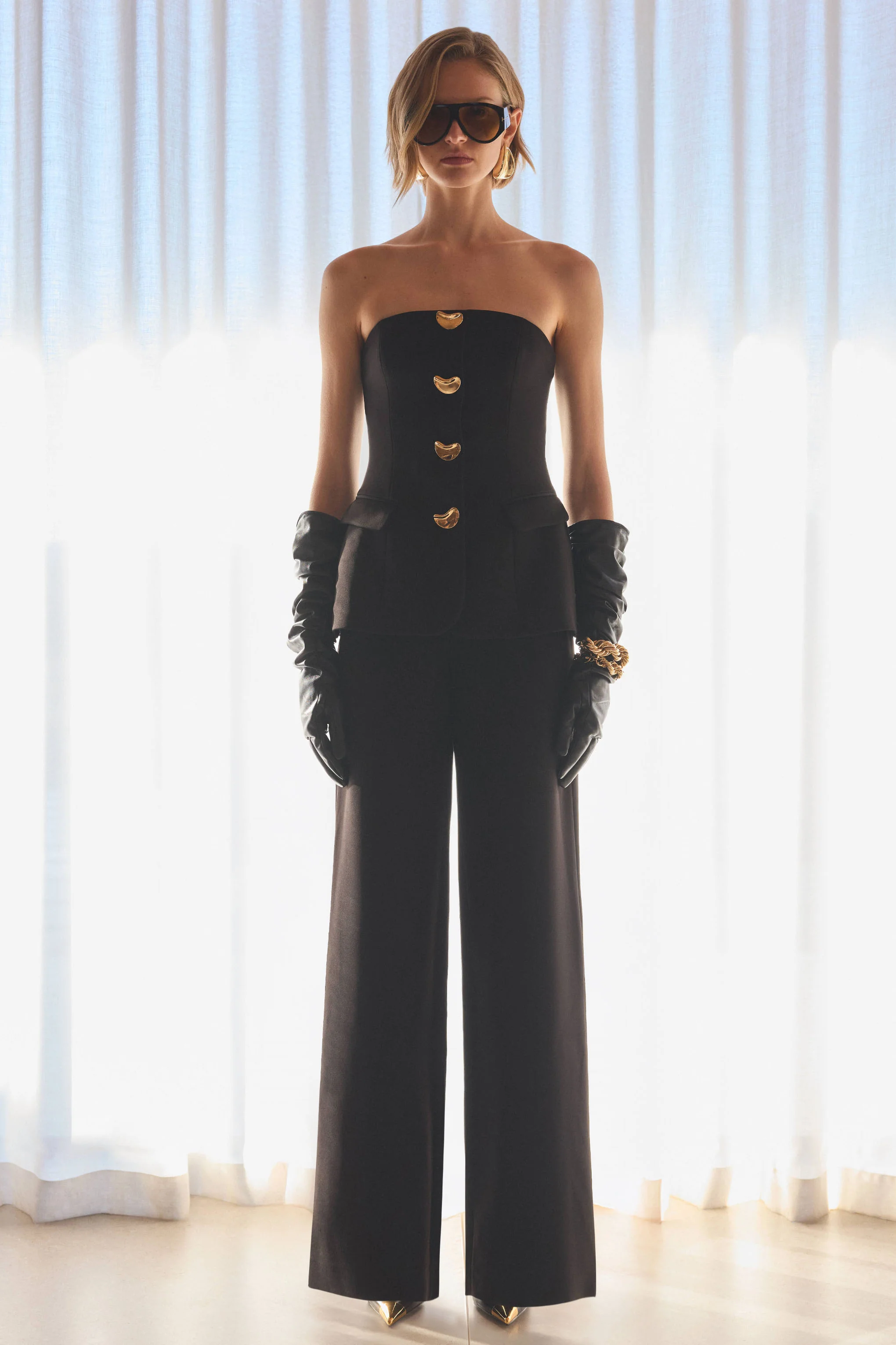 Zoey | Zwarte Bandeau Hals Jumpsuit
