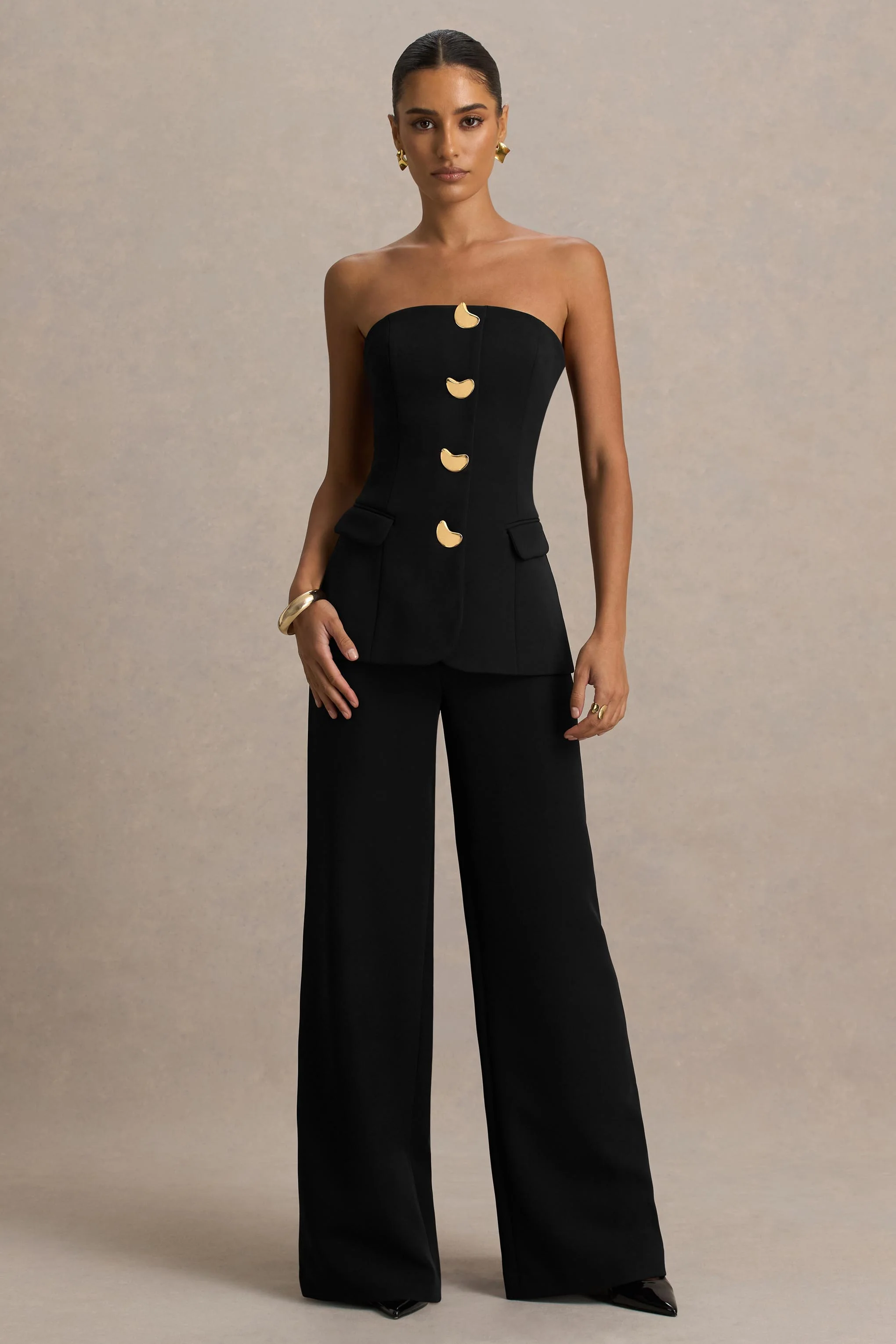 Zoey | Zwarte Bandeau Hals Jumpsuit - Image 5