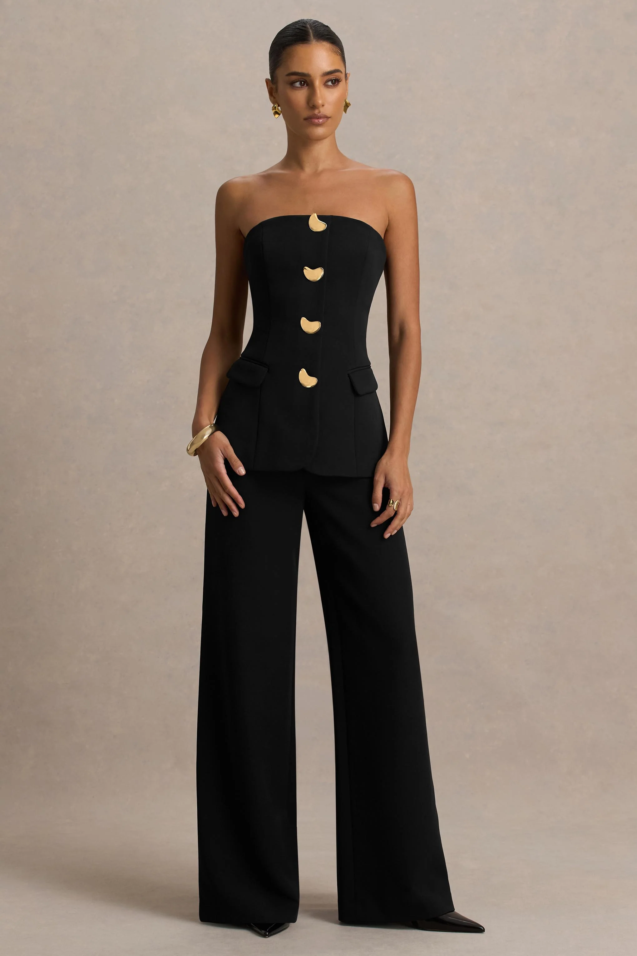 Zoey | Zwarte Bandeau Hals Jumpsuit - Image 6